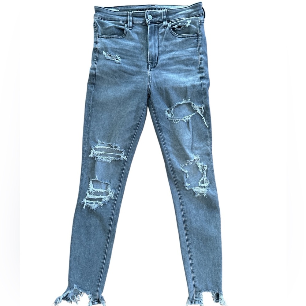 American Eagle Outfitters Gray Skinny Distressed Jeans